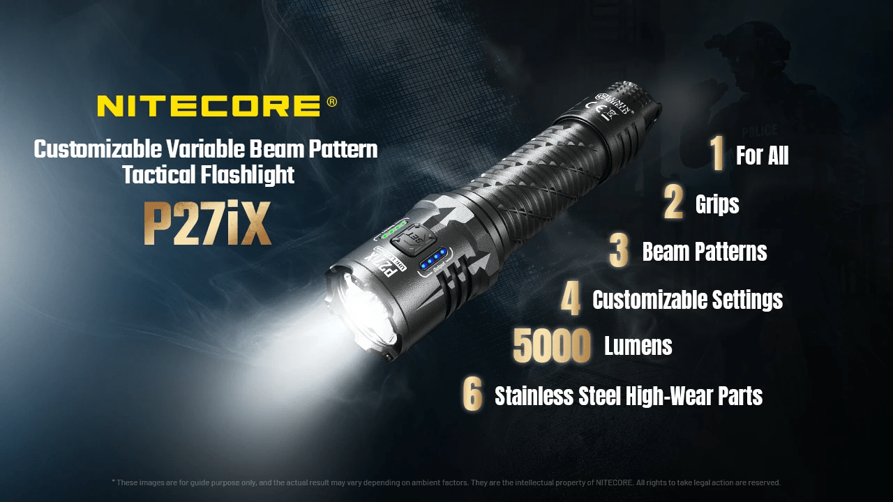 NITECORE P27iX 5000 Lumens Variable Beam Tactical Flashlight Key Features