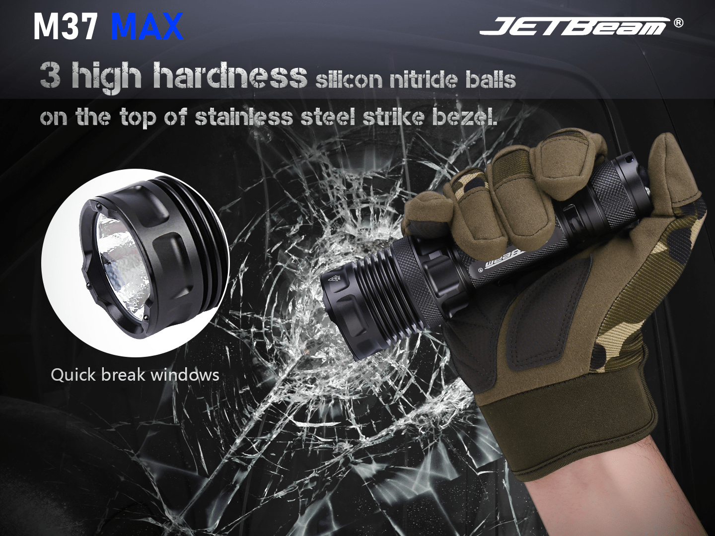 JETBEAM M37 Max Stainless Steel Bezel Window Breaker