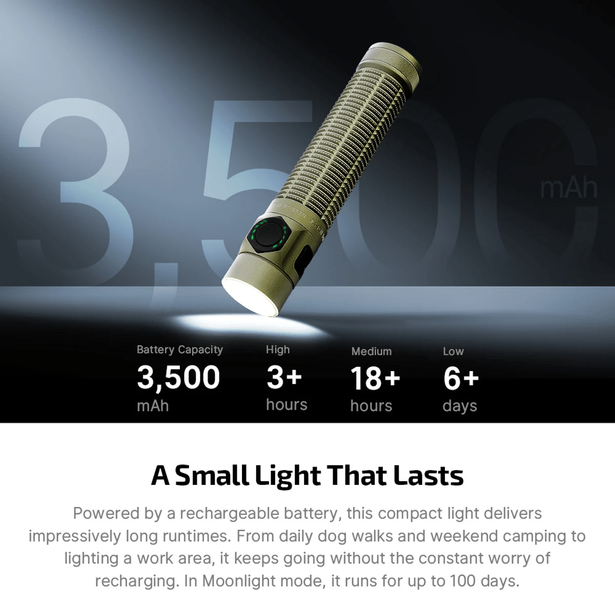 OLIGHT Baton Ultra 3500mAh High Capacity Battery Flashlight