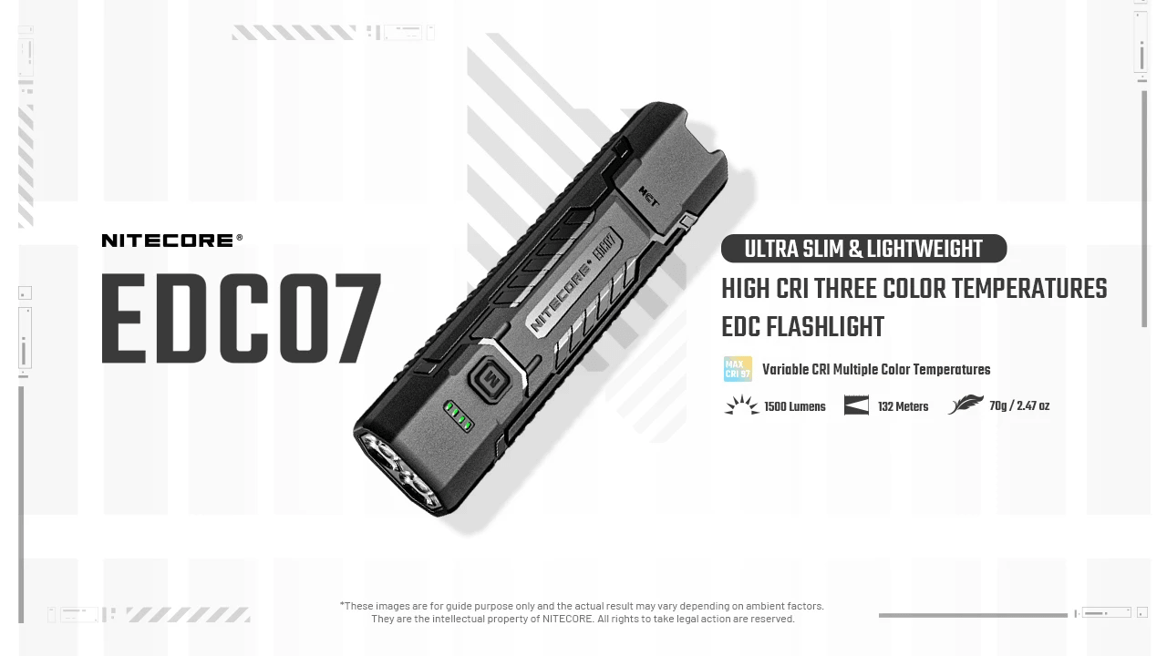 Nitecore EDC07 1500lm High CRI Key Features Tactical Flashlight